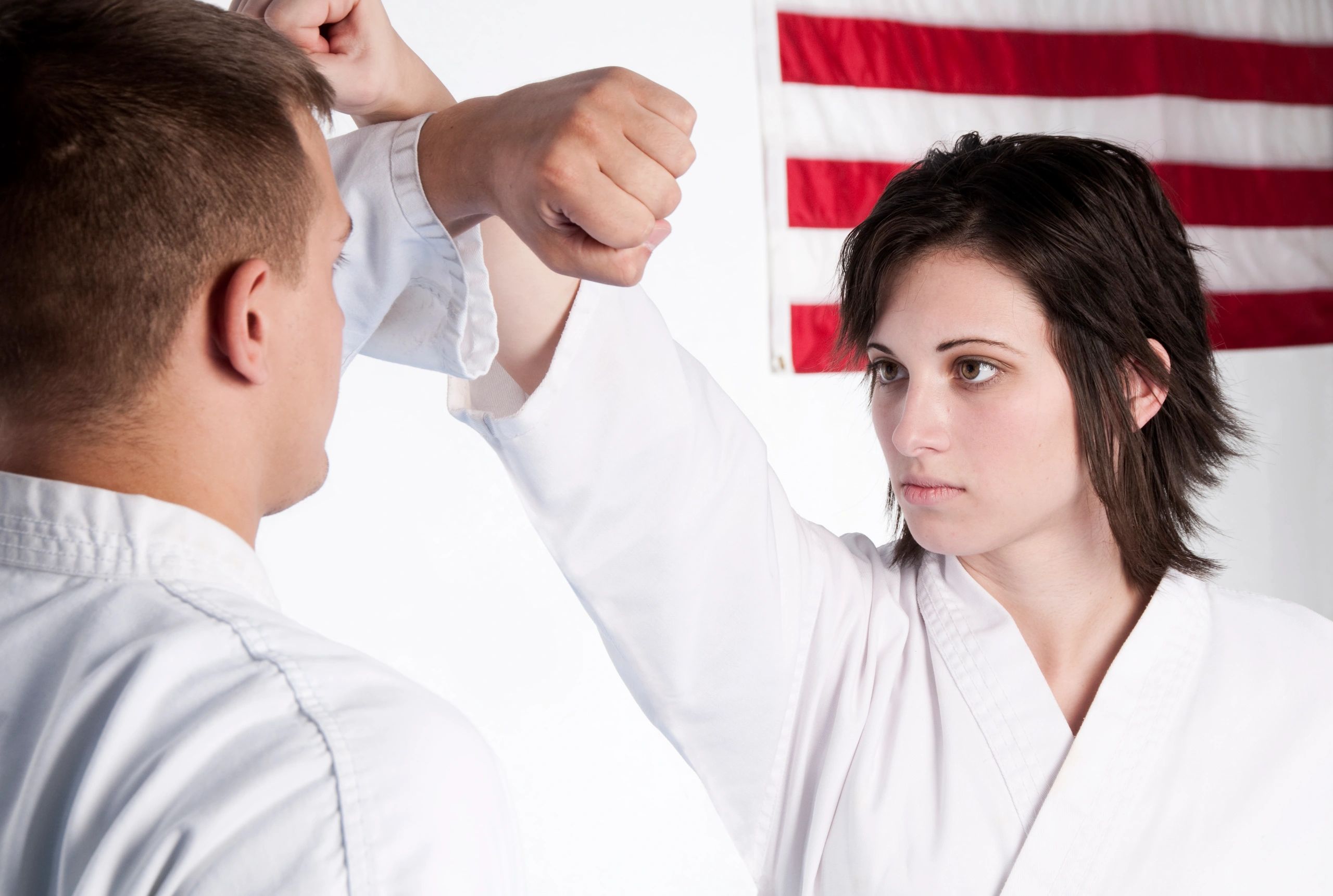 Man and woman sparring
